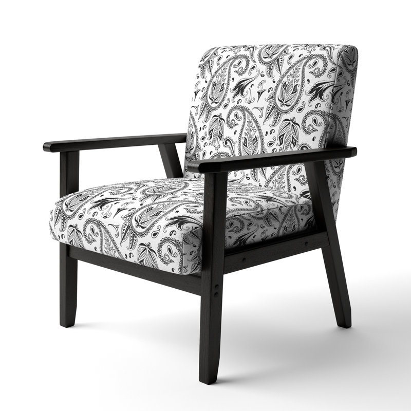 Fauteuil d'appoint rembourré à motif cachemire blanc à motif floral blanc