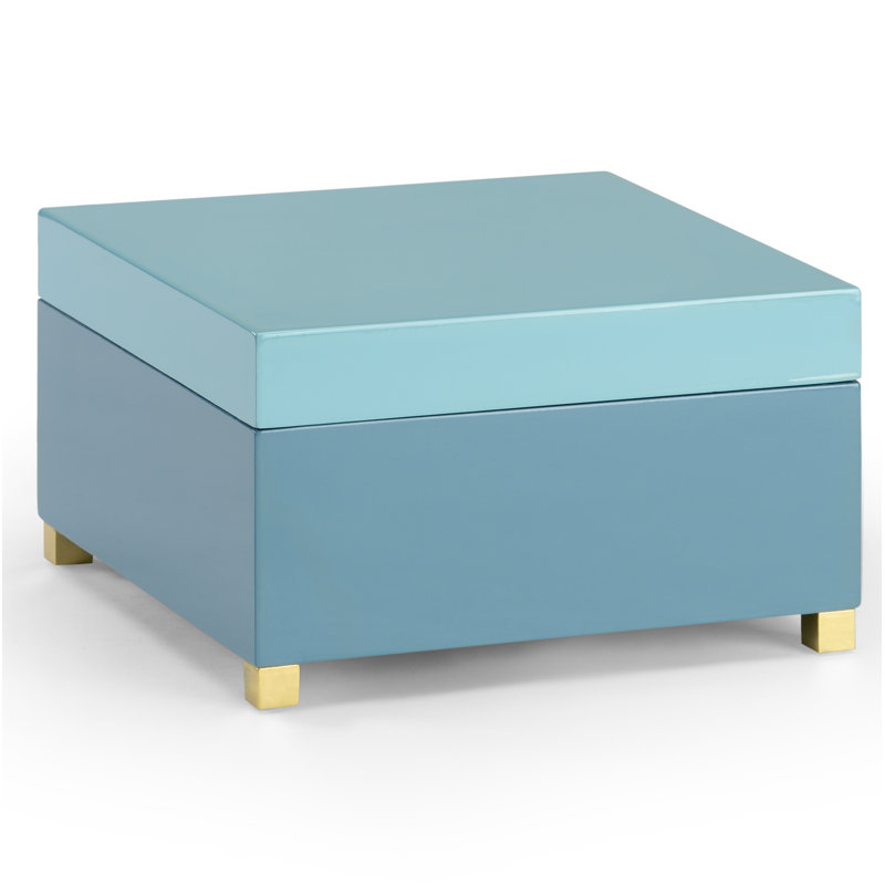 Boîte décorative, H 5,75 po x l 9,5 po x P 9,5 po, bleu