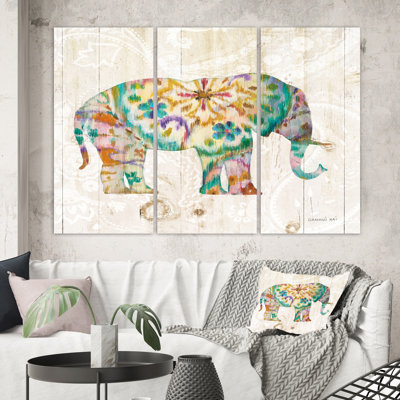 " Boho Paisley Elephant I " 3 - Pieces