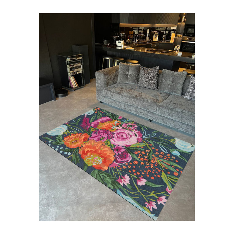 Tapis décoratif multicolore fuchsia, Rectangle 2 pi 8 po x 5 pi