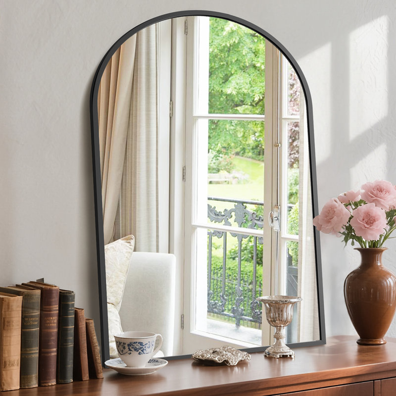 Dochas Aluminum Arch Mirror, Black, 38" x 26"