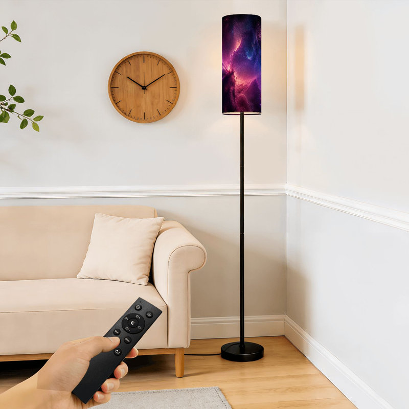 Lampe sur pied moderne à intensité variable avec télécommande et interrupteur au pied avec abat-jour et ampoule