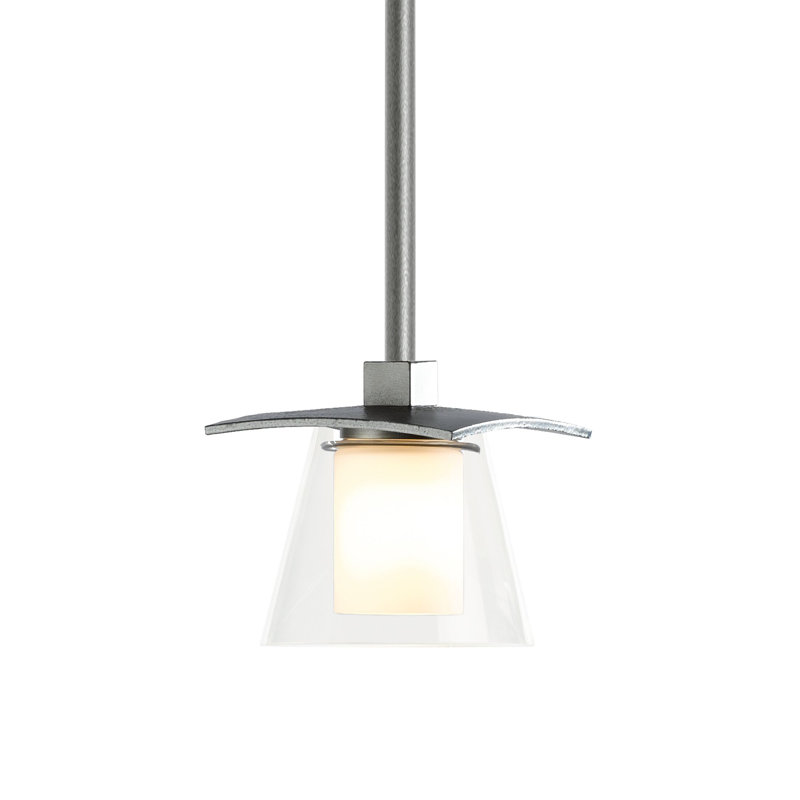 Wren 1 - Light Single Dome Pendant, Clear and Opal Glass, Oil Rubbed Bronze