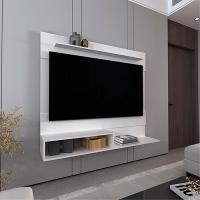 Beijing Floating Entertainment Center, One Superior Shelf, Two Shelves, Space For Tv, White