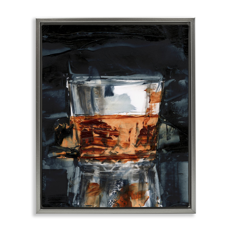  «Whiskey Glass Reflection» par Ethan Harper, Cadre flottant gris lustré, H 31 po x l 25 po