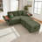 Fluffy 2-in-1 Loveseat & Chaise Lounge with Hidden Storage, Double Ottomans & Table-988749398