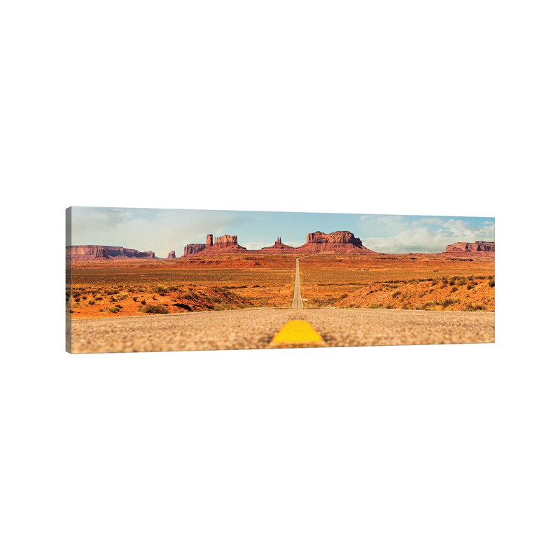 Open Road In Southwest United States by Susan Schmitz - Panoramic Print on Canvas, Wrapped Canvas