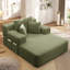 Luxueuse chaise longue en velours côtelé moelleux avec 3 coussins, canapé-lit convertible avec pochette de rangement, conception sans cadre et mousse à compression pour les petits espaces, salon, appartement, vert-125536674