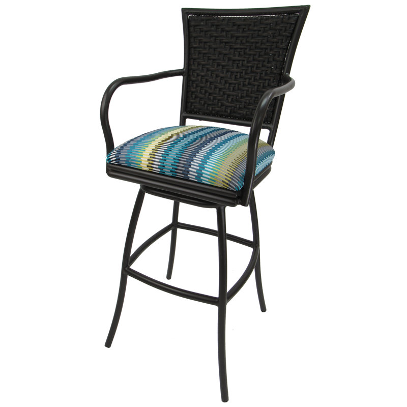 Tabouret de bar 35 po Cutlip, Soleil turquoise, Très grand (siège d'une hauteur de 34 po), Brun