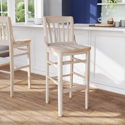 Tabouret de bar en bois avec repose-pieds Prompton School House