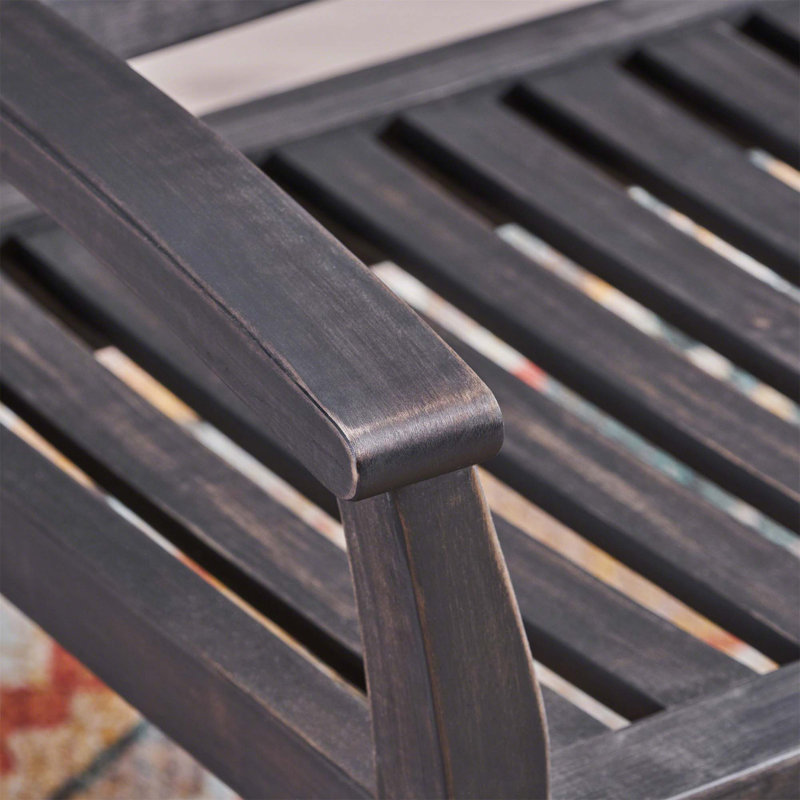 Banc d'extérieur en bois massif à bascule Campton, Gris foncé