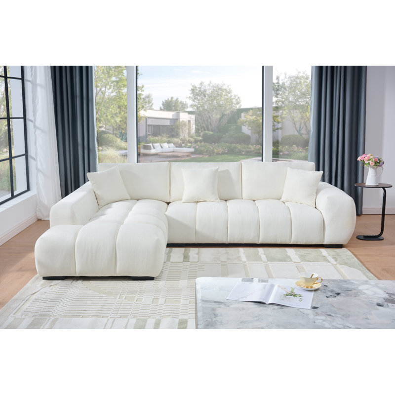 Swapan Modern Chenille Couch Sofa Sectional with Deep Tufted Seat