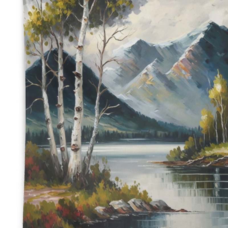 Polyester, lac, paysage, été, tapisserie, H 50 po x l 60 po