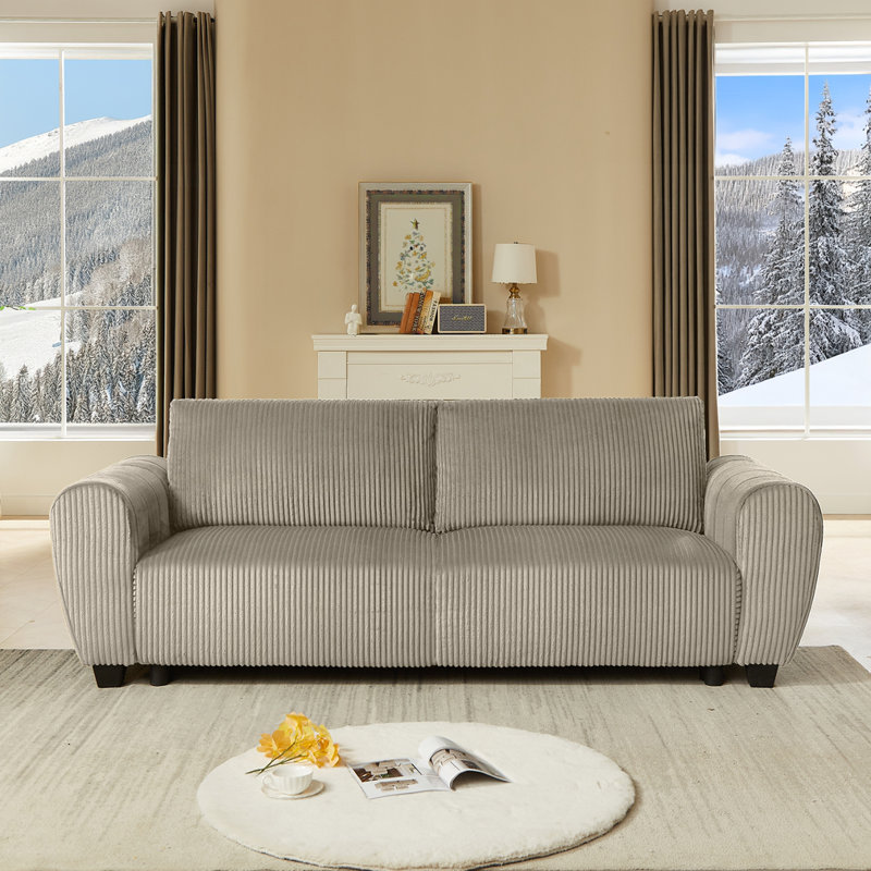 Upholstered 2-in-1 Convertible Sleeper Sofa with Cushions and Storage, Light Brown