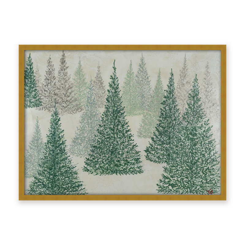 Nature Inspired "Ethereal Pines" Canvas Wall Art By Karen Biery, 12" H x 16" W x 2.375" D, Framed Canvas, Brown