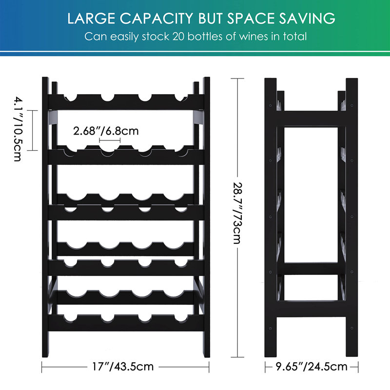 20 Bottle Wine Bottle Rack, Black