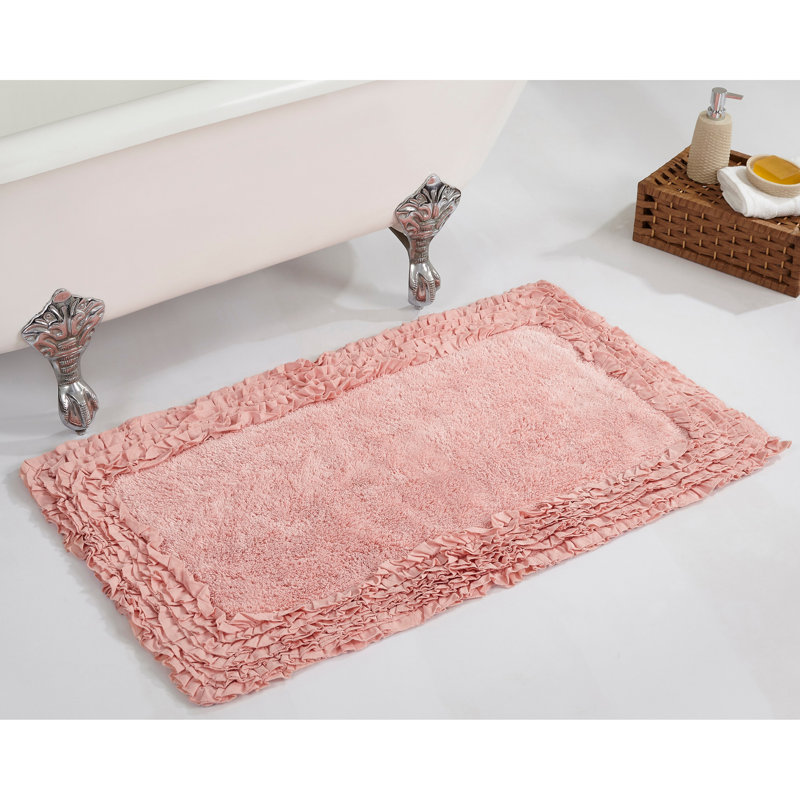 Tapis pour salle de bain 100% coton Aveliss, Rectangle 24 po x 40 po, Rose