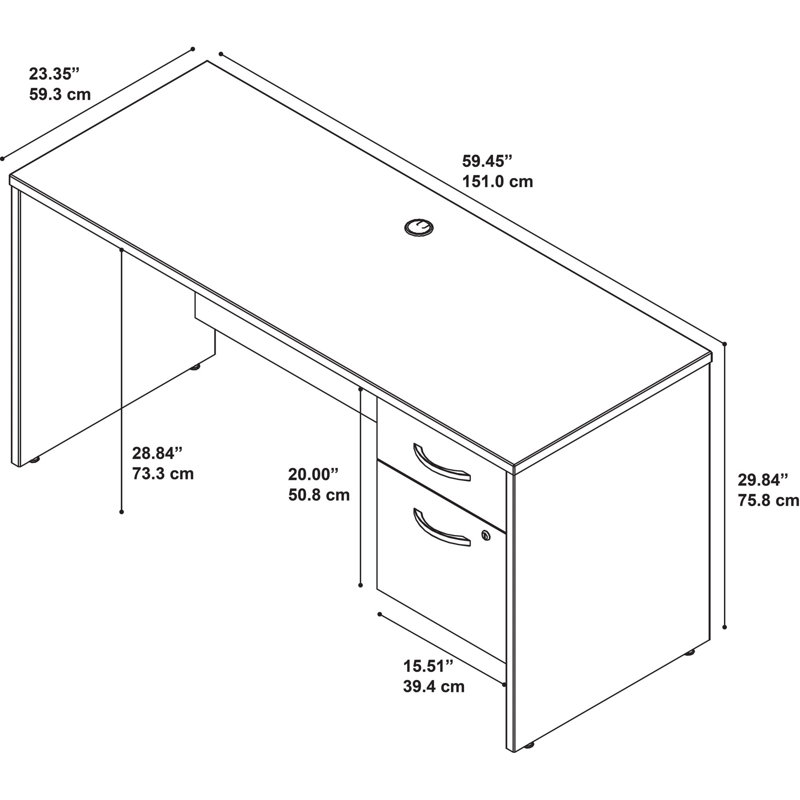 Bureau Ringold Series C, Acajou, H 30 po x l 60 po x p 24 po