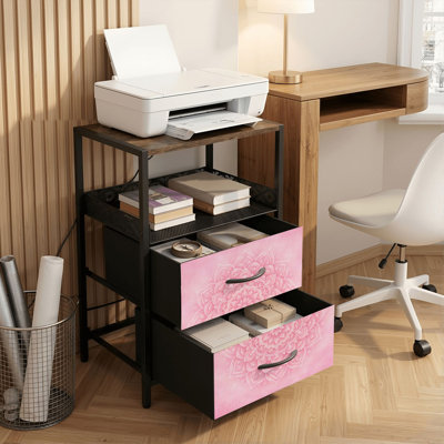 Table de chevet 2 tiroirs avec station de charge, table de chevet pour chambre avec ports USB et amp; Tablette ouverte Outlets - noir