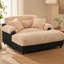 Canapé méridienne moderne de 62 pouces, modèle Cloud, revêtement en peluche confortable avec deux coussins décoratifs pour le salon-1446938351