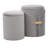 Dahlia Contemporary/Glam Nesting Ottoman Set In Silver Velvet With Gold Metal Accent Pieces By Lumisource-883380784