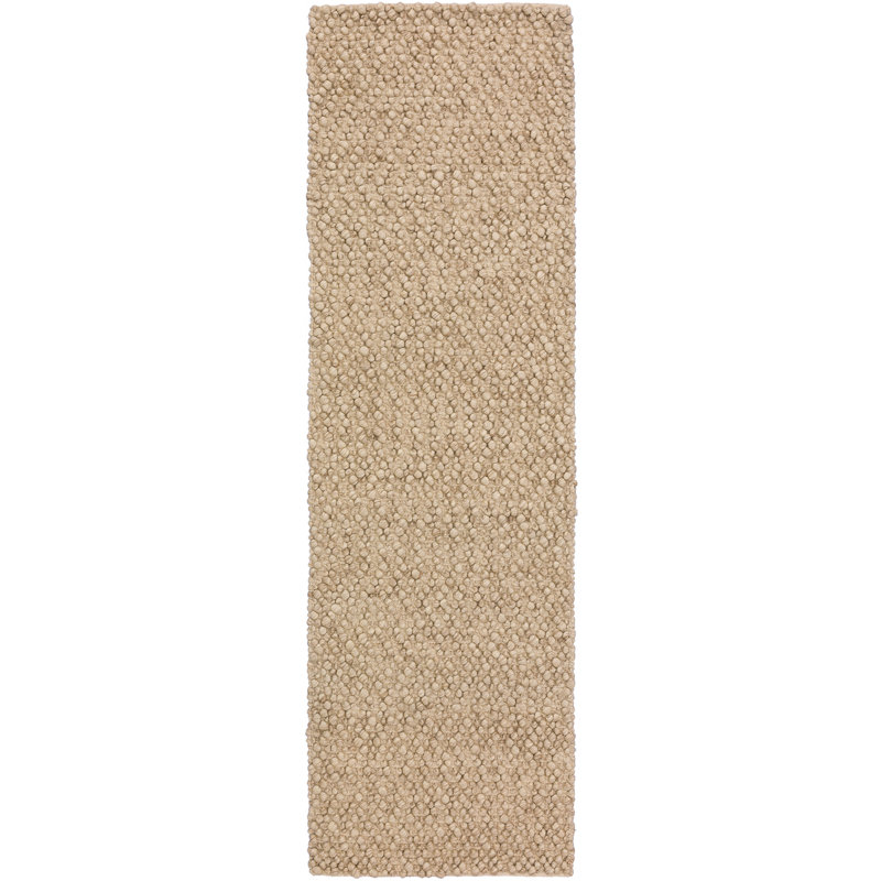 Tapis taupe en laine crocheté à la main Amaty, Tapis de couloir 2 pi 3 po x 7 pi 6 po