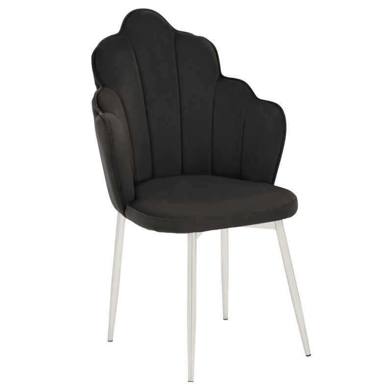 Koval 47cm H Polyester Blend Upholstered Side Chair, Silver, Black