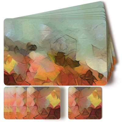 Reveka Other Rectangle Placemat And Coaster Set