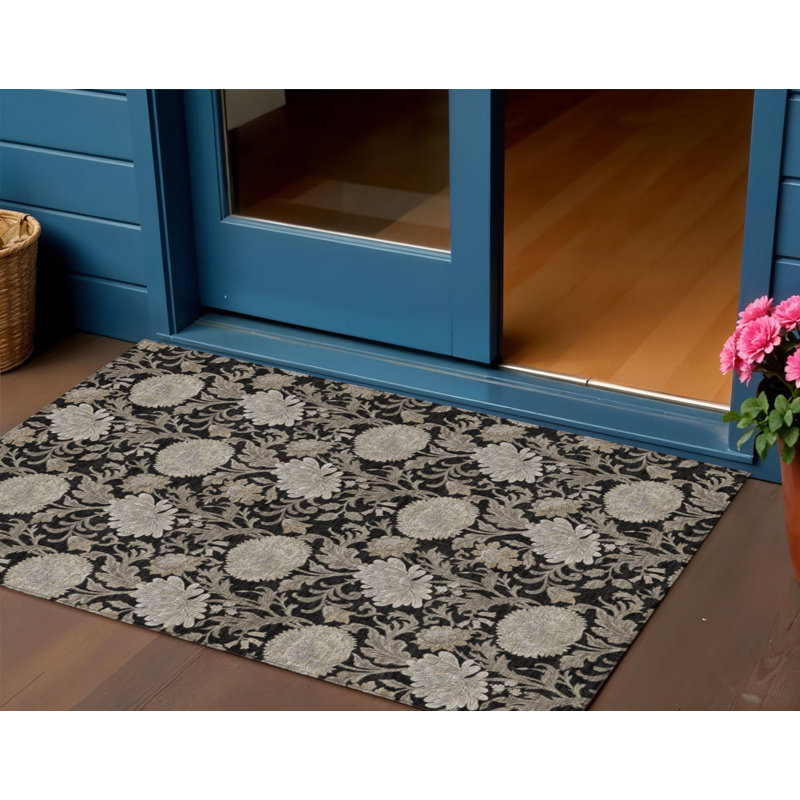 Tapis d'intérieur lavable extérieur floral 3 pi x 5 pi