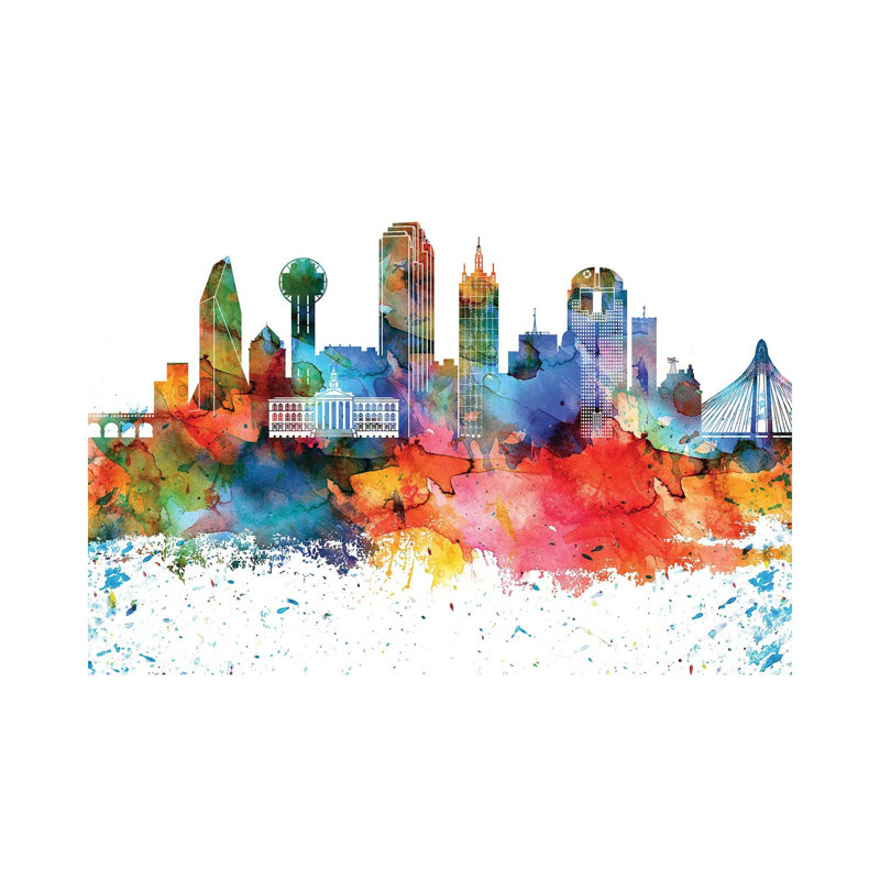 Dallas Skyline - Wrapped Canvas Painting, 152.5 cm H x 101.5 cm W