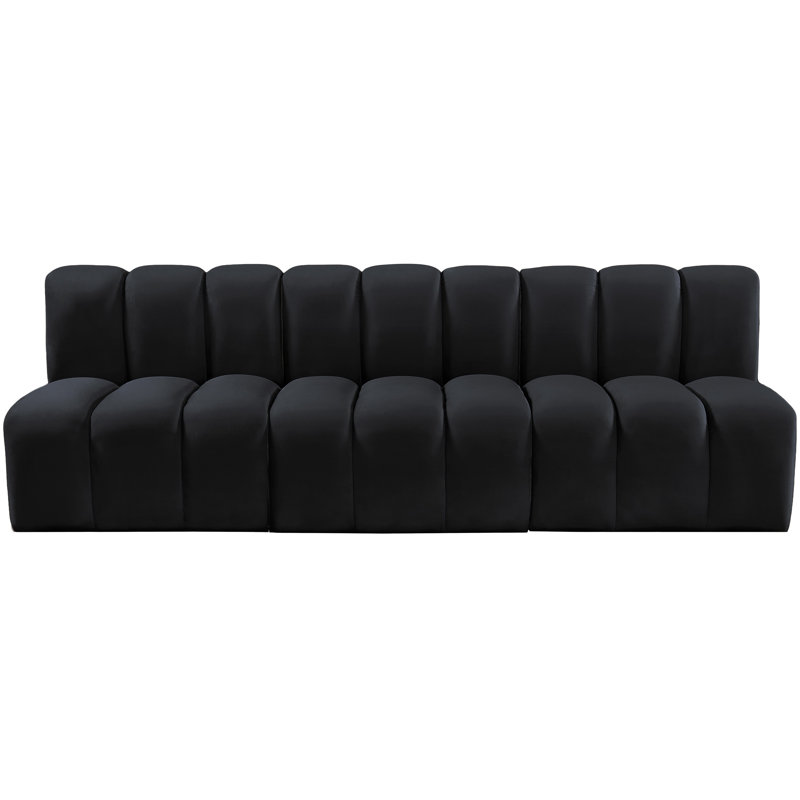 Hrach Upholstered Sectional Reversible, Black Velvet