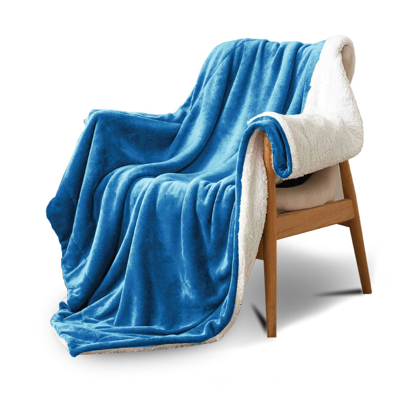 Luxury Sherpa Fleece Throw Blanket – Ultra Soft, Warm & Cosy Plush Sofa and Bed Throw, 130" W x 150" L, Teal Blue
