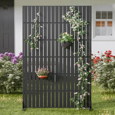 72"x47" Black Metal Outdoor Privacy Screen