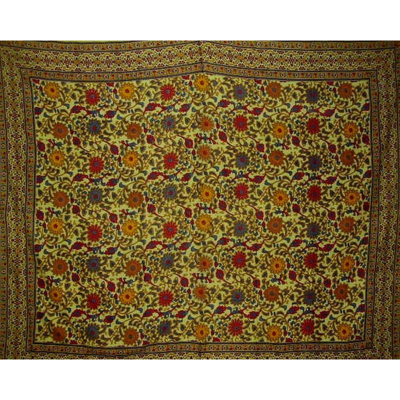 Nappe faite main en coton tournesol, L 70 po x H 104 po, Bleu / Gris