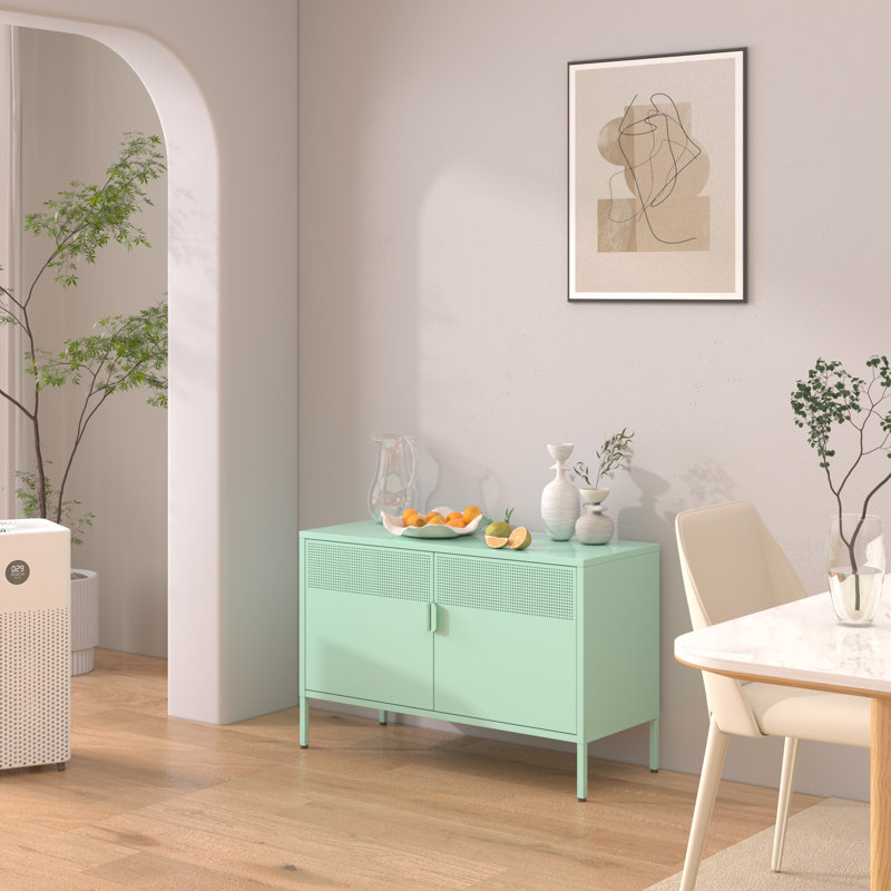 Crédence de rangement l 39,37 po avec foyer Kaloni, Vert