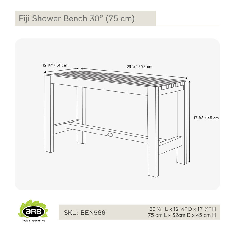 Fiji 30" Teak Wood Spa Shower Bench