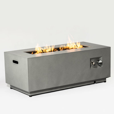 42Inch Rectangle Outdoor Fire Table - Propane Heating, Efficient Flame, Adjustable Size, High , Space Utilizing, Easy To Clean And Maintain, Includes Glass Wind Guard With Flame Adjustable, Design,