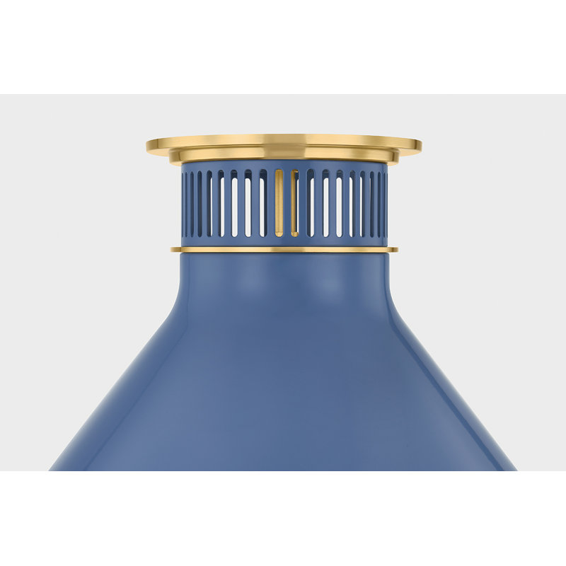 Plafonnier encastré 1 lumière en verre Holophane Highclere par Mark D. Sikes pour Hudson Valley Lighting, Bleu