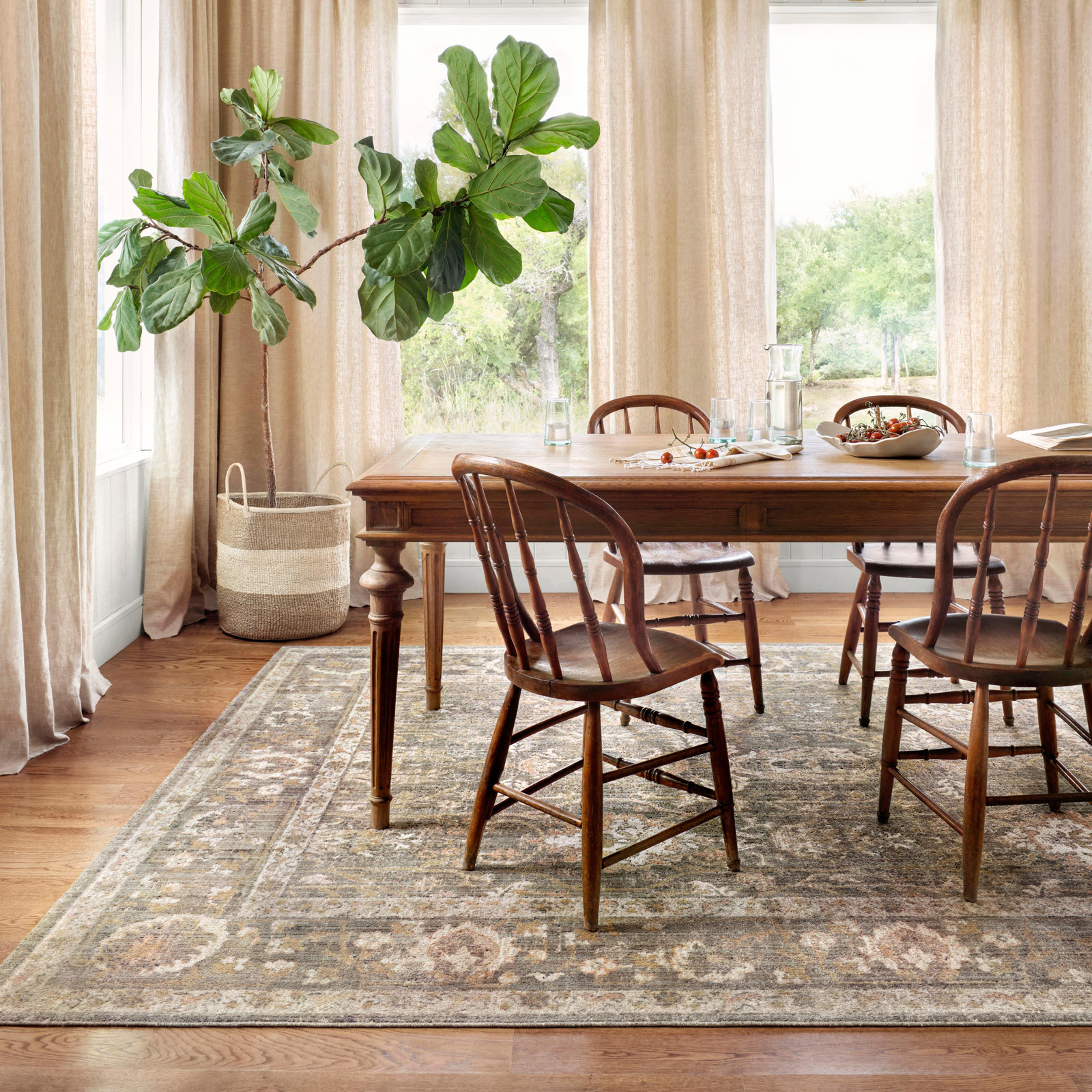 Chris Loves Julia x Loloi Rosemarie Sage Blush Rug, Rectangle 5' x 7'10"