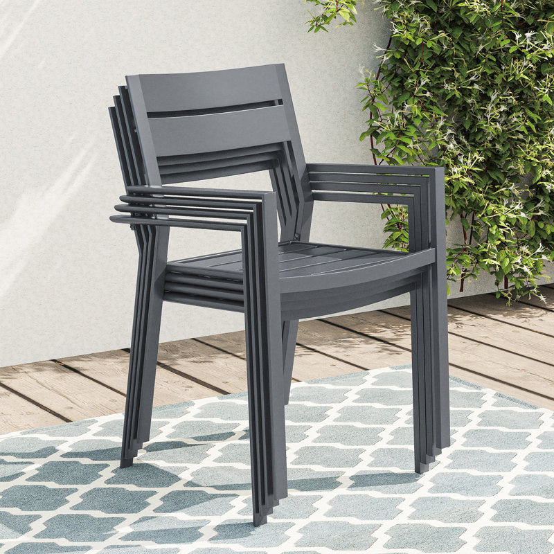 Octavies Premium All-Weather Wicker Outdoor Stacking Dining Armchair, Grey