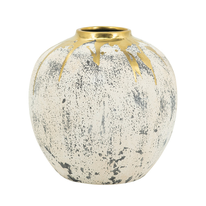 Flower Vase - Gold/Gray, 9.8" H x 9.8" W x 9.8" D