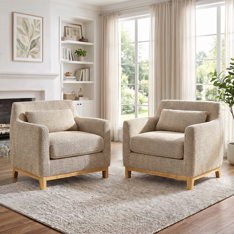 Fauteuil Aishah de 31,5 po de largeur, Bouclette chameau