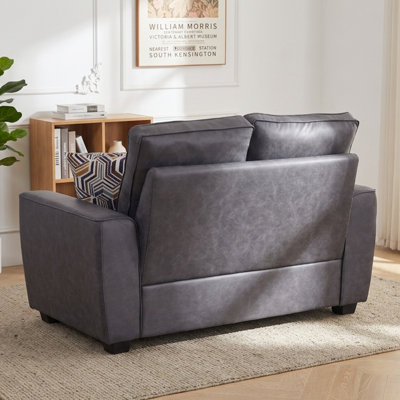 Causeuse en tissu 58,3 po avec deux coussins et tissu gris 58,5 po Modern Tech