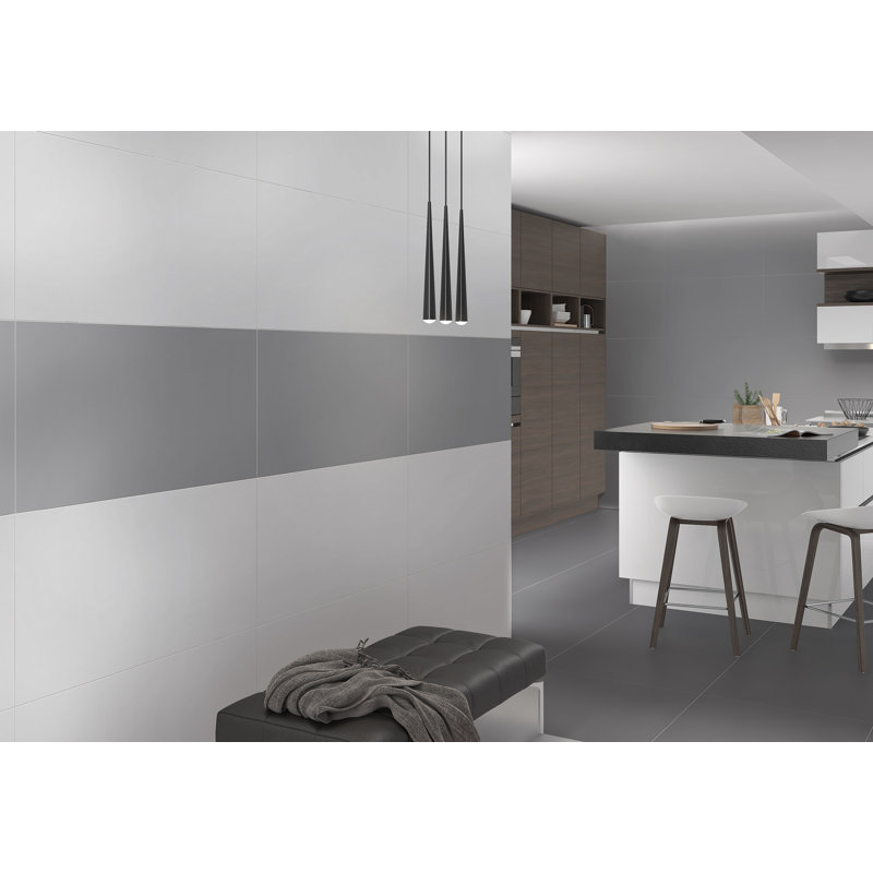 19.3" x 38.6" Porcelain Wall & Floor Tile, Blue/White