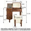 Walnut Solid Wood and Glass Vanity with Mirror and Seat