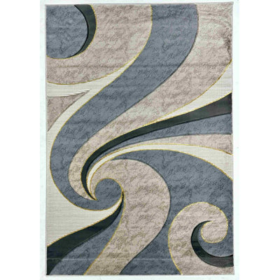 Abstract Thick Area Rug Hand Carved Modern Geometric Carpet Design 8877 Sand 8X10