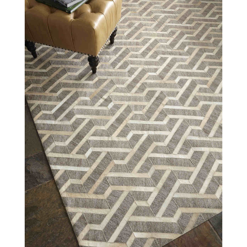 Berlin Cowhide Geometric Area Rug, Rectangle 5' x 8'