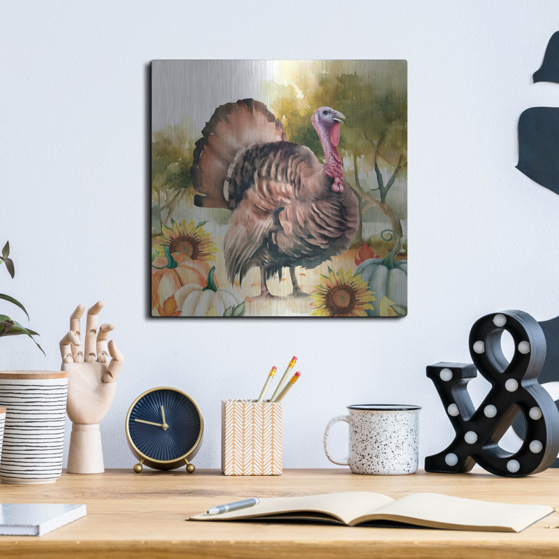  «Elegant Thanksgiving Turquie 2» par Nicole DeCamp, art mural en métal, 12 po x 12 po, H 12 po x l 12 po