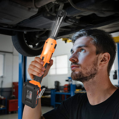 WFX Utility™ Cordless Ratchet Wrench, 3/8 inch Drive, 230 RPM, up to 66 ft-lbs of Torque, Battery Powered Electric Ratchet Wrench Set with Two 2.0Ah Batteries, Cha