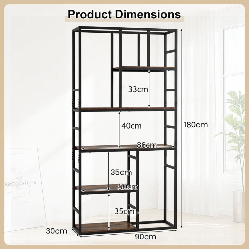 180cm H x 90cm W Metal Etagere Bookcase